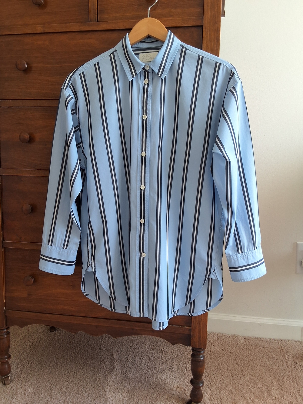 J. Crew Light Blue Stripe Women's Button-Up Shirt Size 4 Relaxed